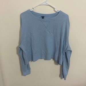 Baby blue long sleeve crop top.